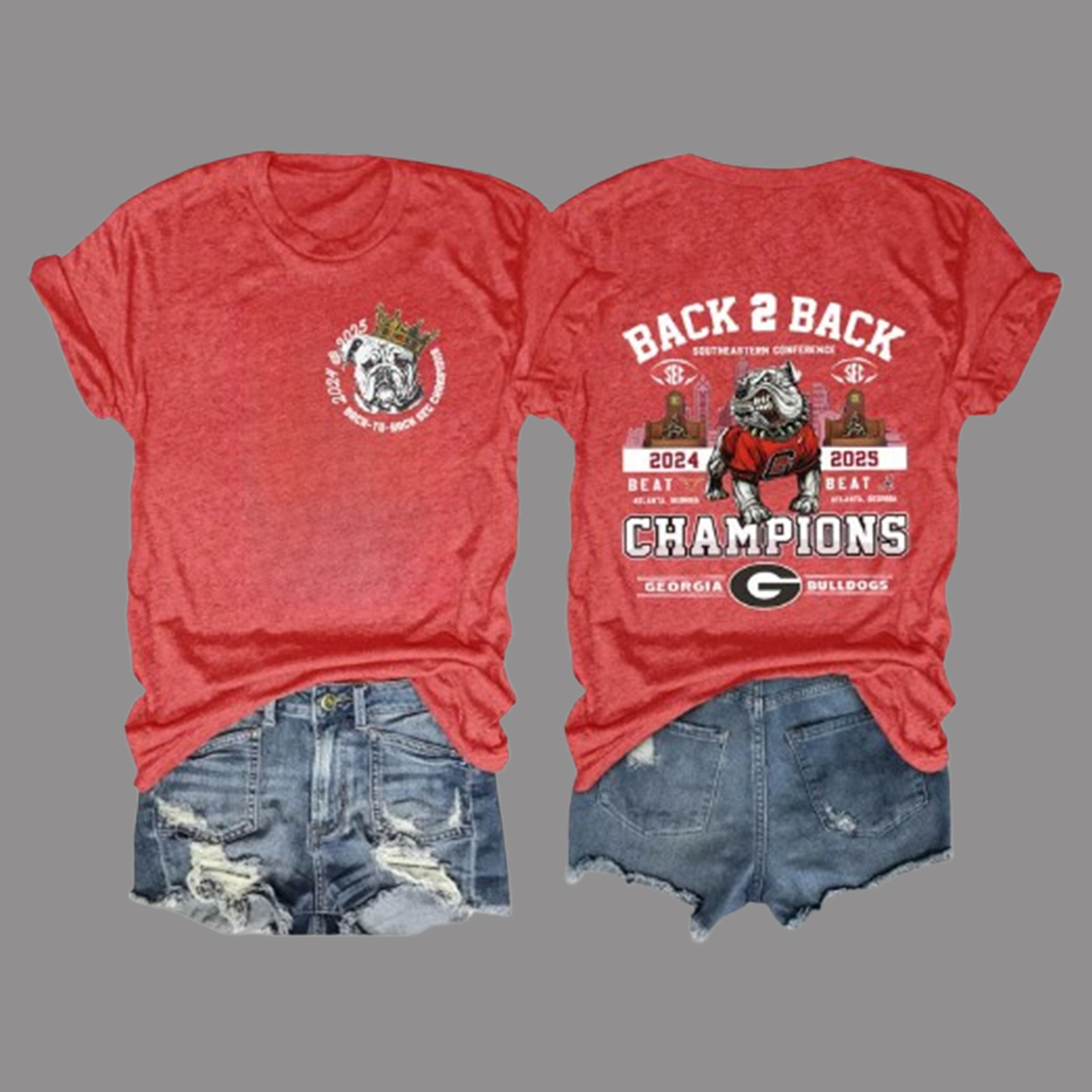 Bulldogs Back To Back SEC Champions 2024-2025 Two Sided Shirt