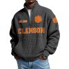 Clemson Est 1885 Waffle Stand Collar Half Zip Sweatshirt 1