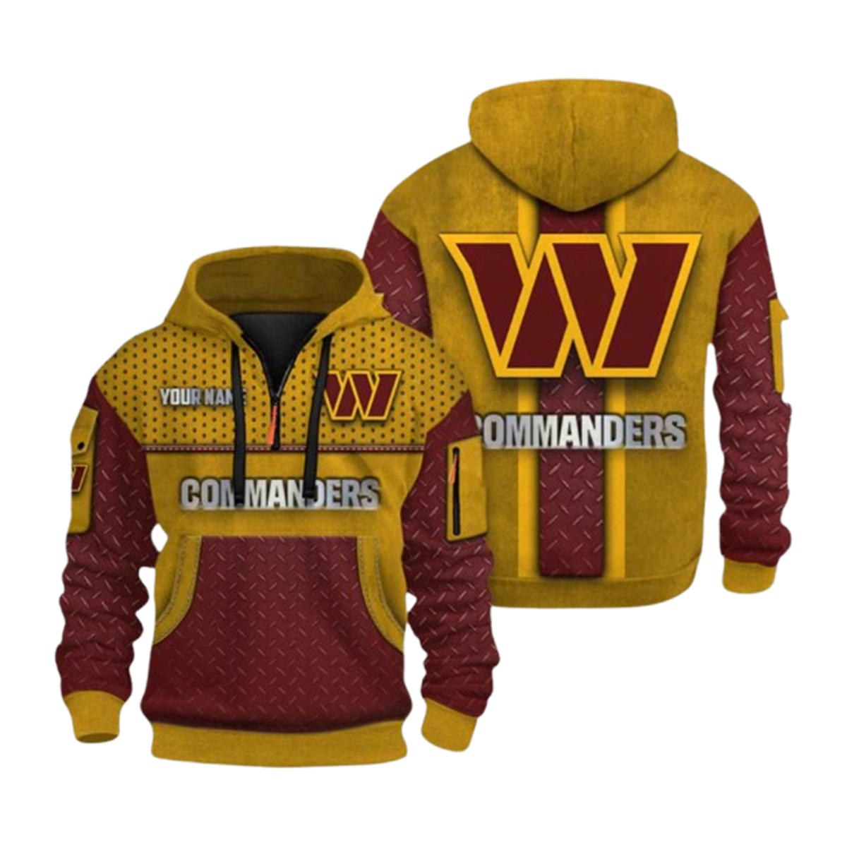 Commanders Personalization 3D Half zip Hoodie