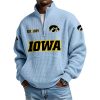Est 1889 Hawkeyes Waffle Stand Collar Half Zip Sweatshirt 1