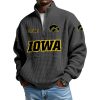 Est 1889 Hawkeyes Waffle Stand Collar Half Zip Sweatshirt