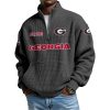 Est 1892 Bulldogs Waffle Stand Collar Half Zip Sweatshirt 1