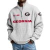 Est 1892 Bulldogs Waffle Stand Collar Half Zip Sweatshirt