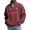 Est 1892 Bulldogs Waffle Stand Collar Half Zip Sweatshirt 2