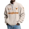 Est 1894 Longhorns Waffle Stand Collar Half Zip Sweatshirt 1