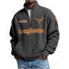 Est 1894 Longhorns Waffle Stand Collar Half Zip Sweatshirt 2
