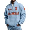Illinois Est 1946 Waffle Stand Collar Half Zip Sweatshirt