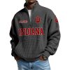 Indiana Est 1890 Waffle Stand Collar Half Zip Sweatshirt