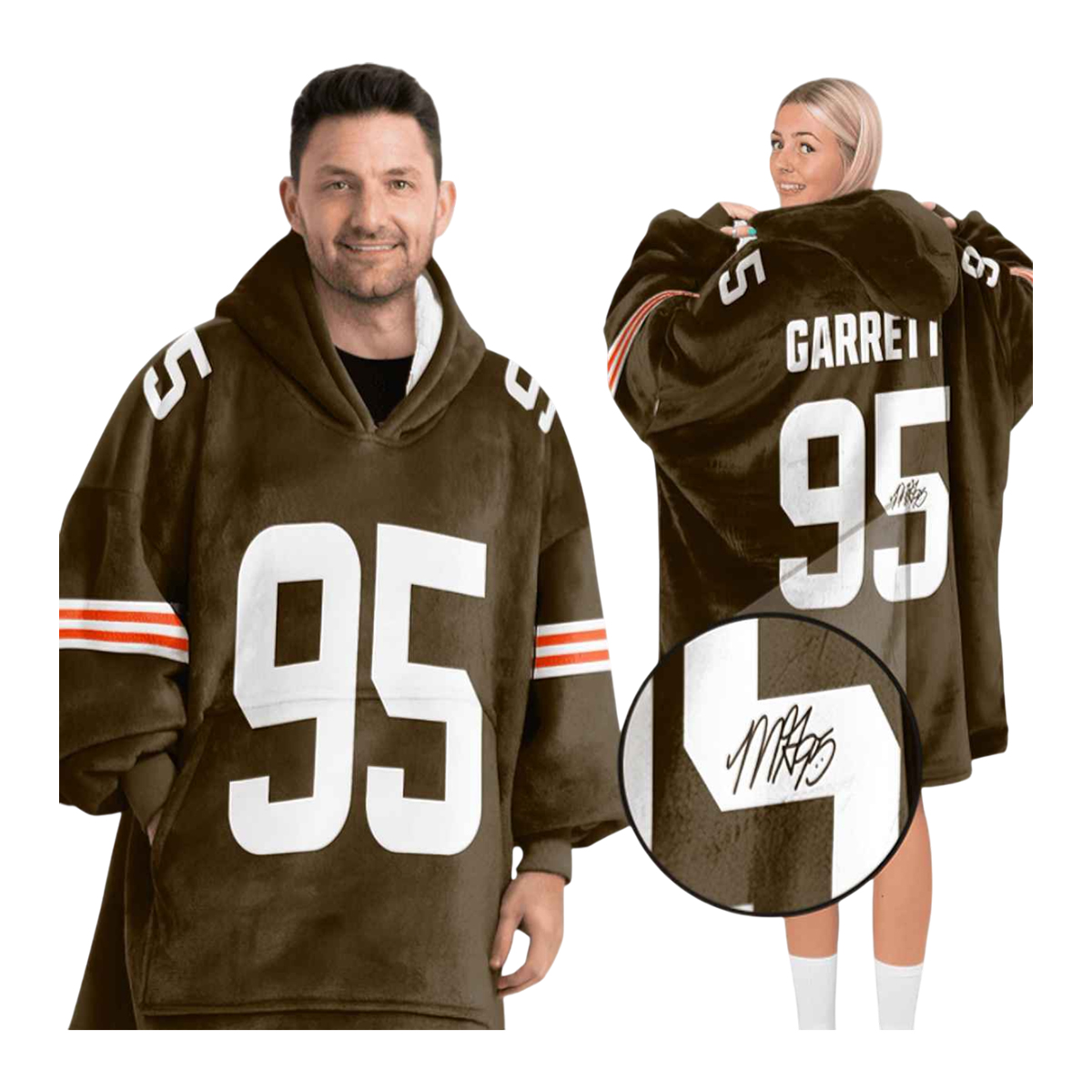 Myles Garrett 95 Cleveland Football Unisex Blanket Hoodie