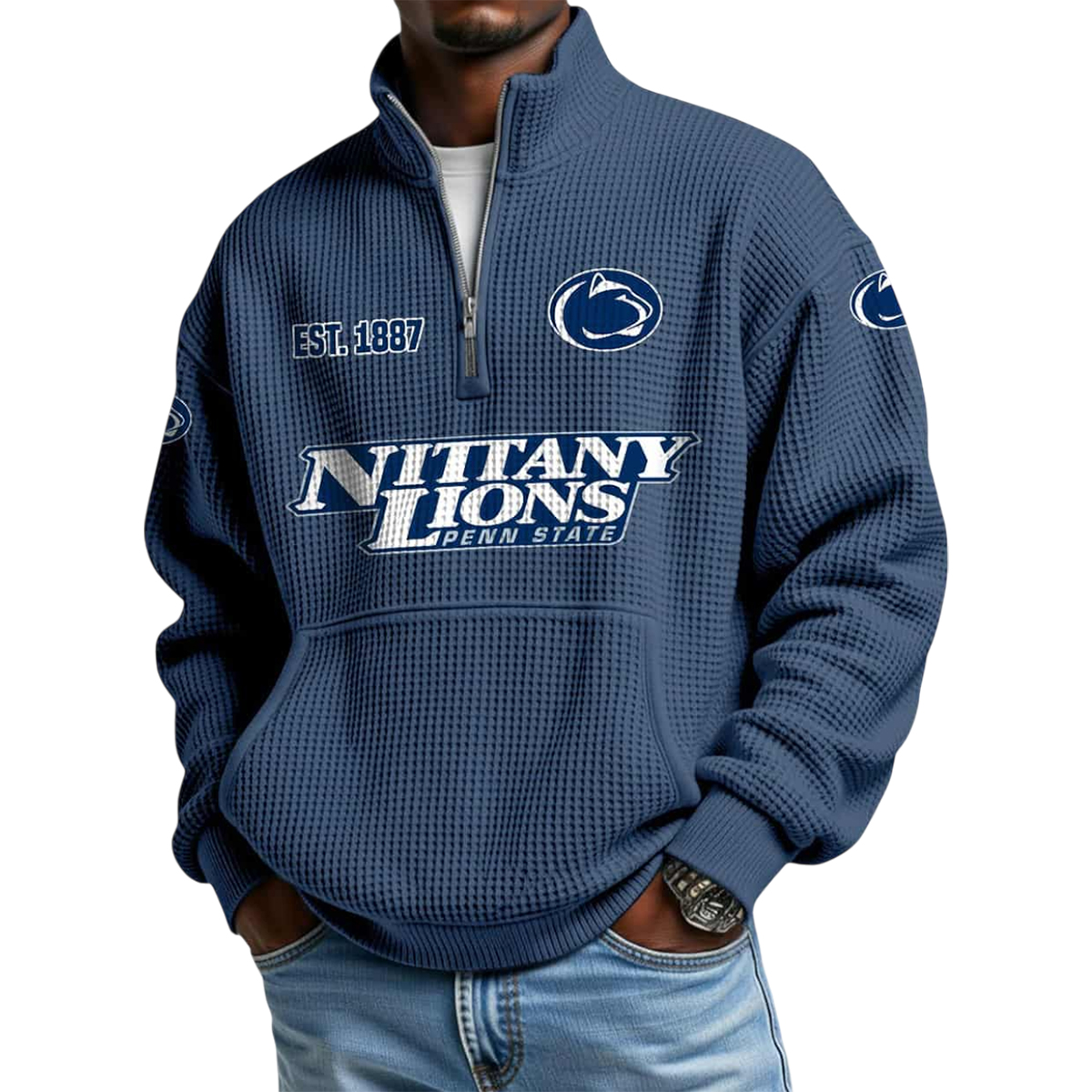 Nittany Lions Est 1887 Waffle Stand Collar Half Zip Sweatshirt