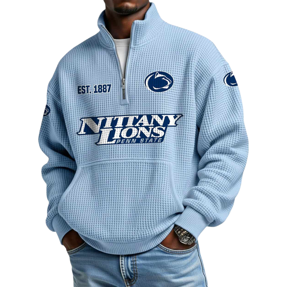 Nittany Lions Est 1887 Waffle Stand Collar Half Zip Sweatshirt