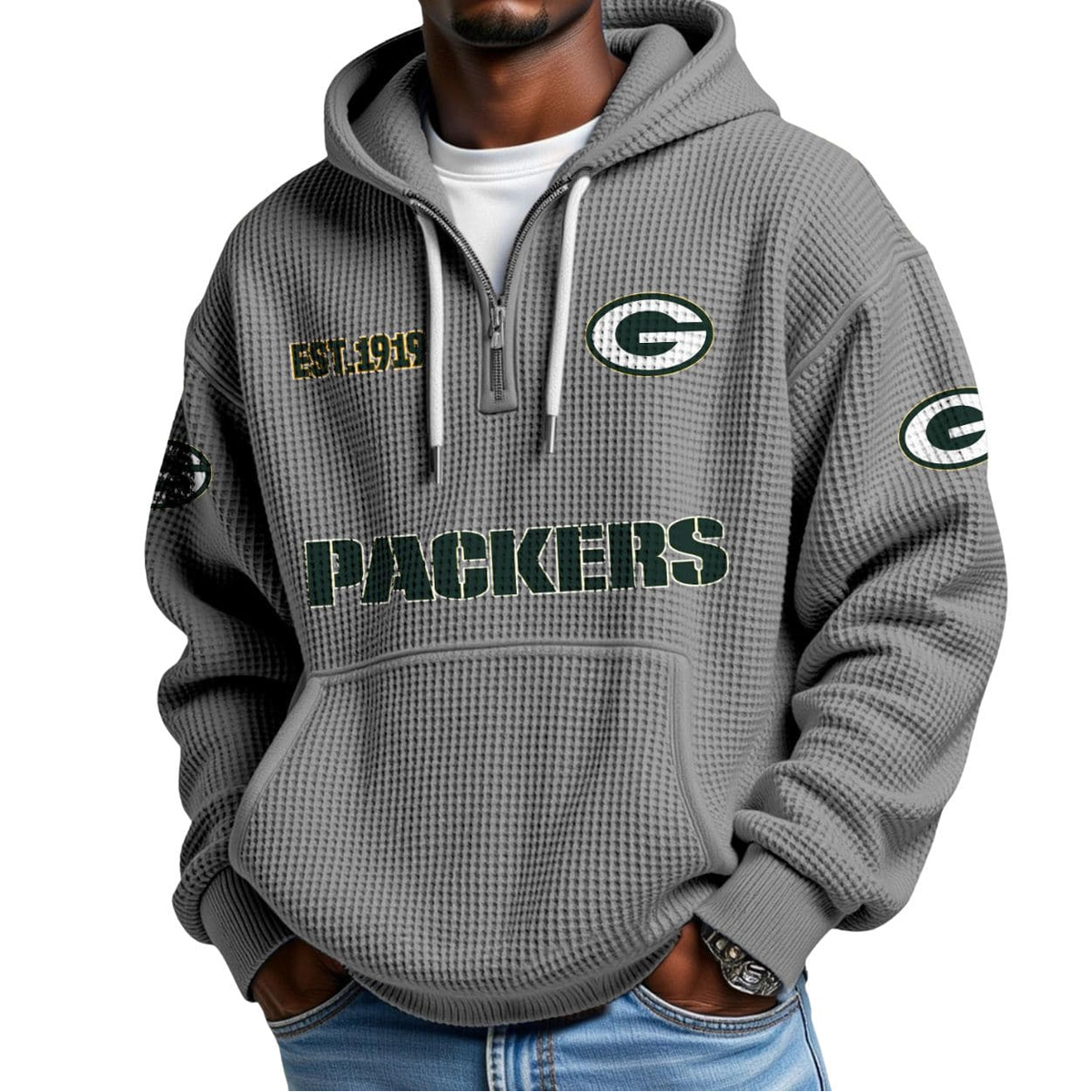 Packers EST 1919 Half Zip Waffle Hoodie