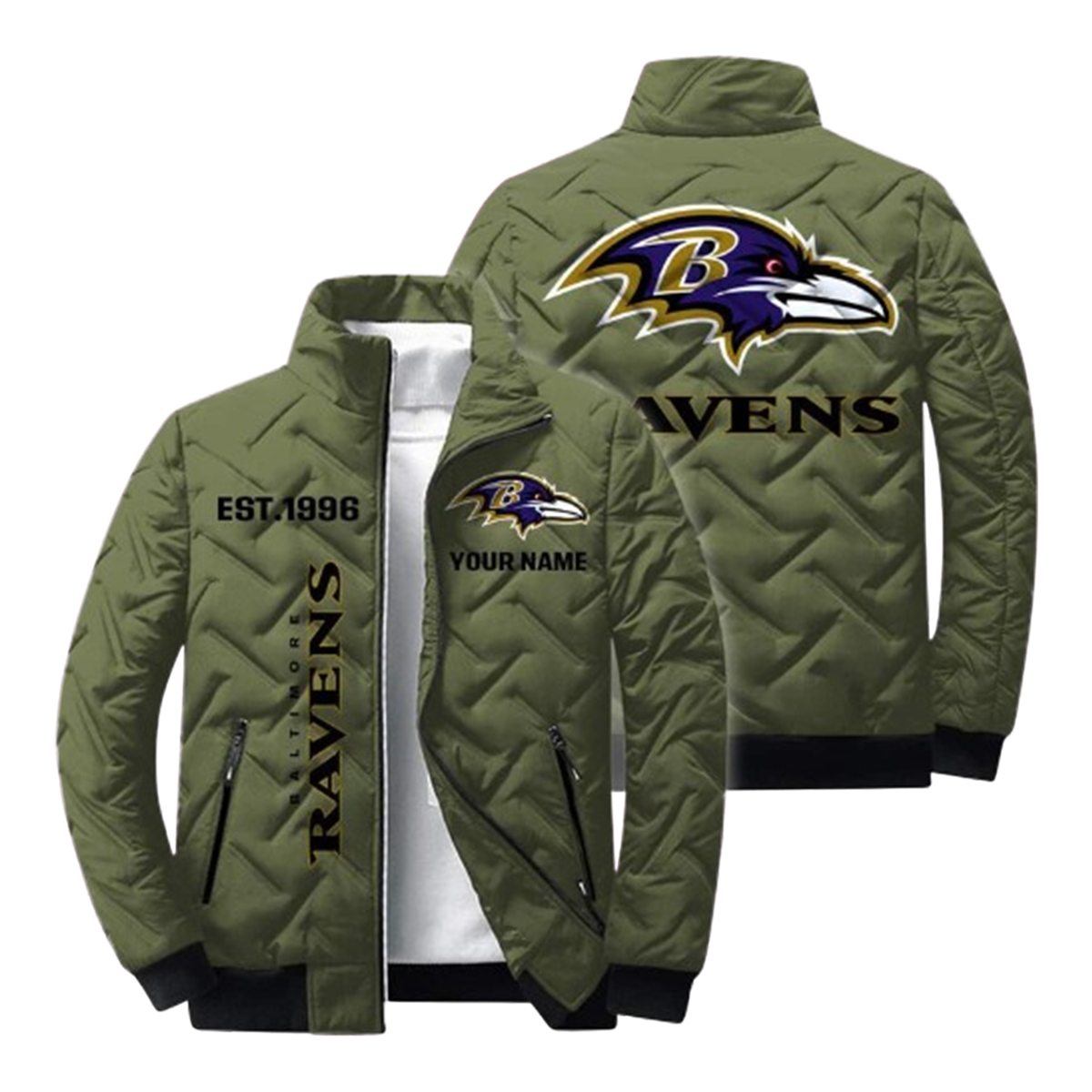 Ravens Est 1996 Winter Warm Quilted Jacket