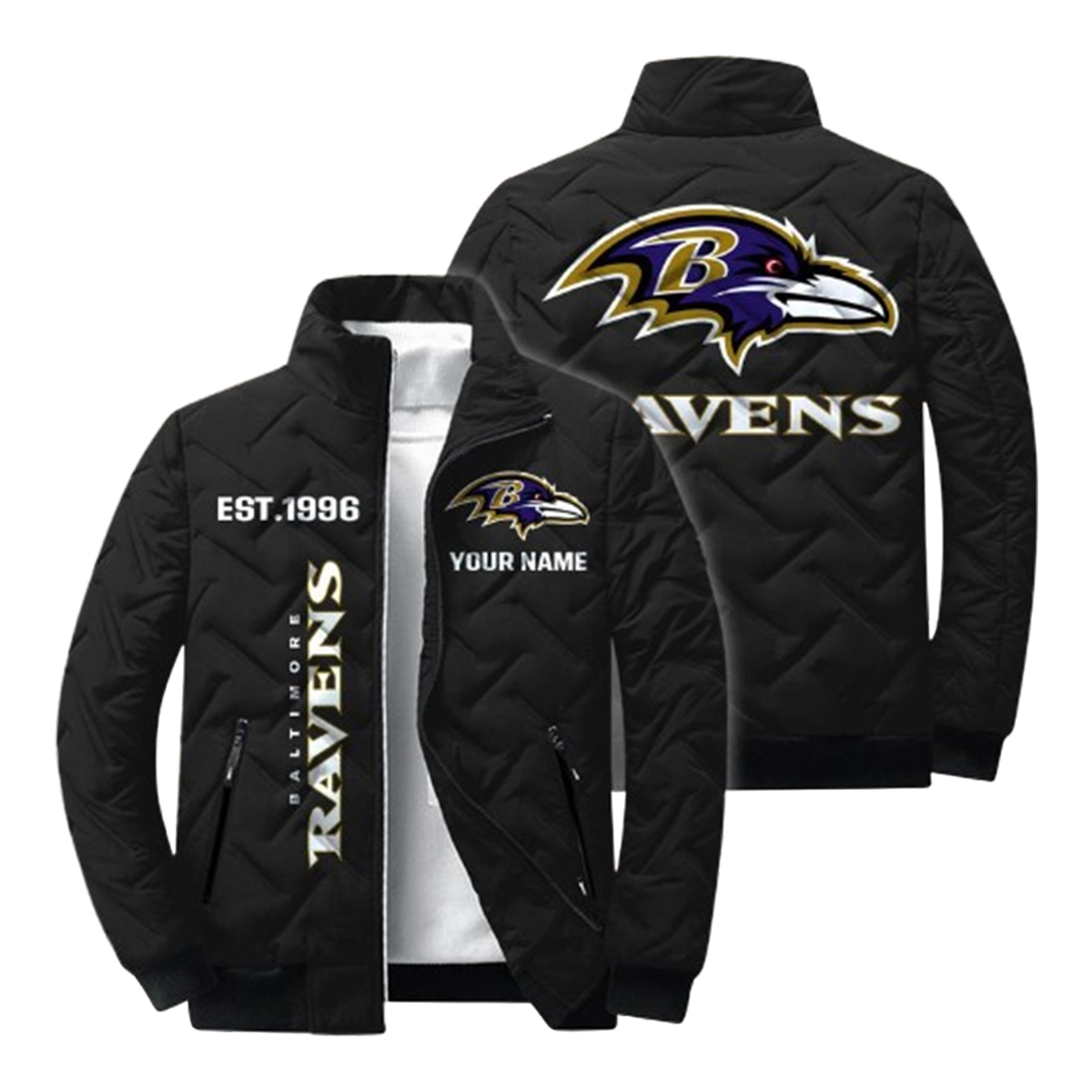 Ravens Est 1996 Winter Warm Quilted Jacket