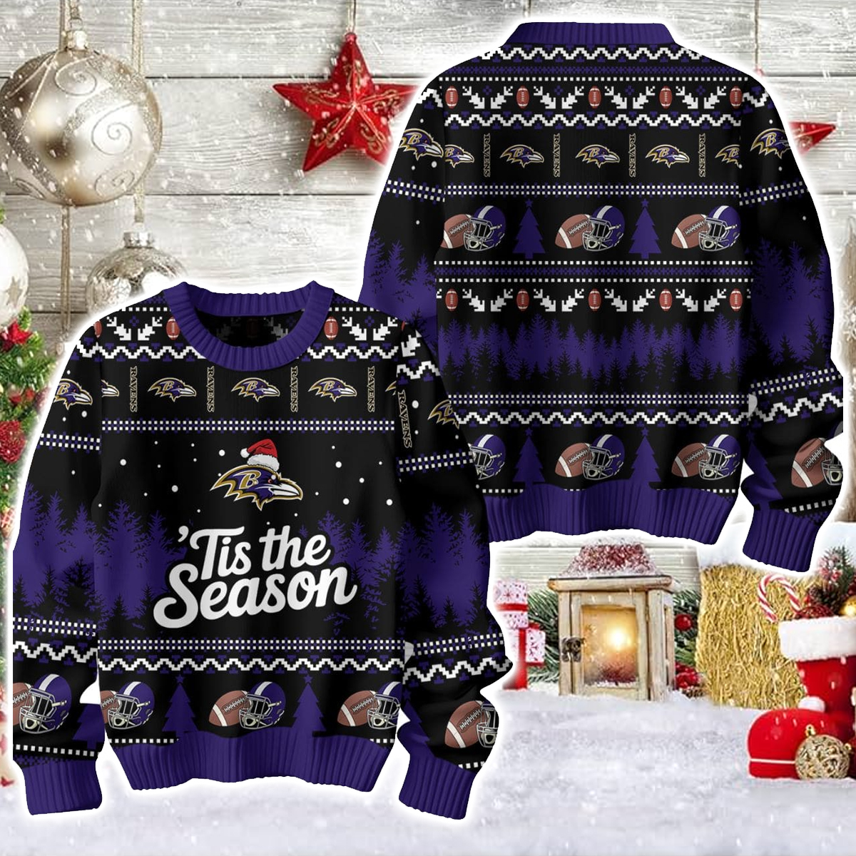 Ravens Tis The Season Christmas Ugly Sweater