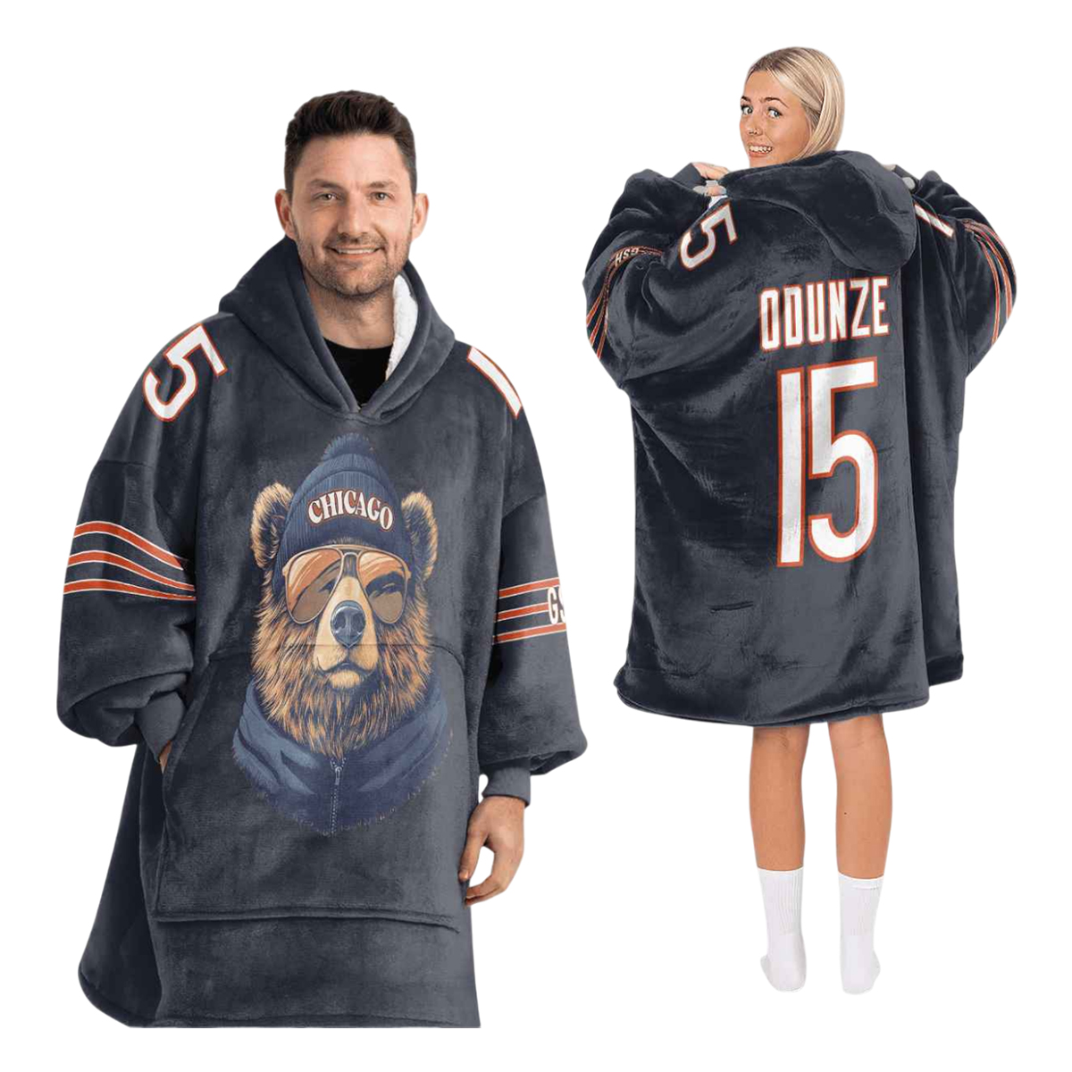 Rome Odunze Chicago Football Unisex Blanket Hoodie