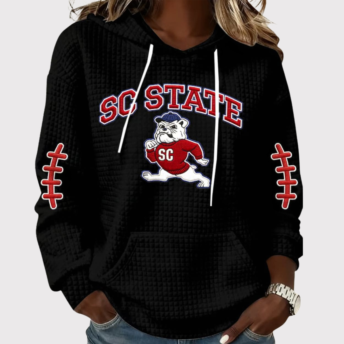 SC State Bulldogs Football Print Waffle Fabric Hoodie 2