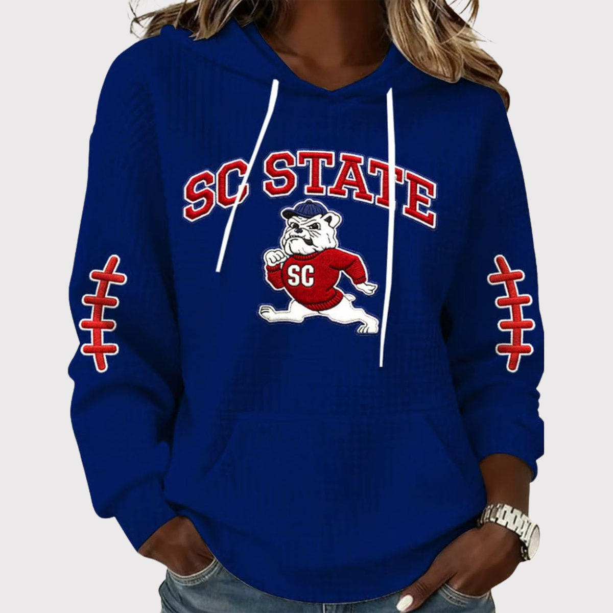 SC State Bulldogs Football Print Waffle Fabric Hoodie 3
