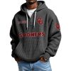 Sooners EST 1895 College Football Half Zip Waffle Hoodie 1