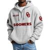Sooners EST 1895 College Football Half Zip Waffle Hoodie 2
