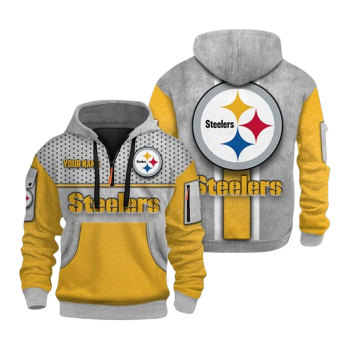 Steelers Personalization 3D Half zip Hoodie