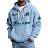 Tulane EST 1893 College Football Half Zip Waffle Hoodie