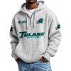 Tulane EST 1893 College Football Half Zip Waffle Hoodie 2