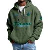 Tulane EST 1893 College Football Half Zip Waffle Hoodie 3