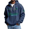 Tulane EST 1893 College Football Half Zip Waffle Hoodie 4