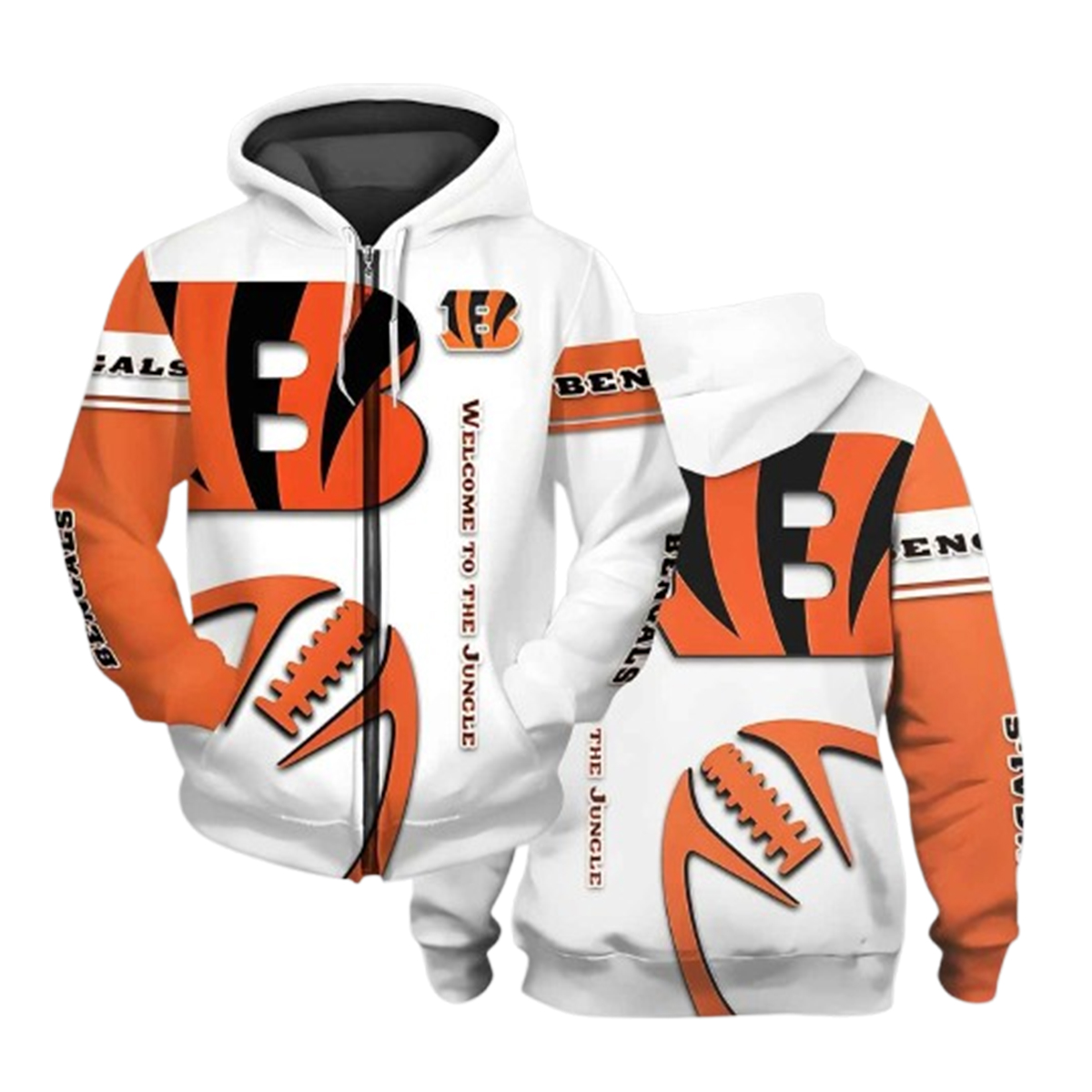 Unisex Bengals Printed Bold Zip Hoodie