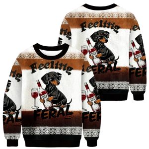Dachshund Feeling Feral Christmas Ugly Sweater