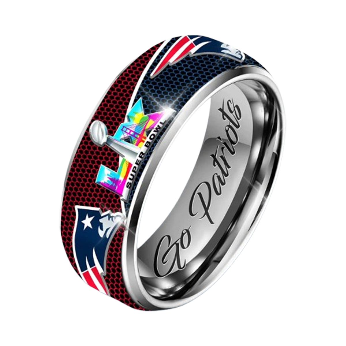 2026 Patriots SB LX Silver Tungsten Ring