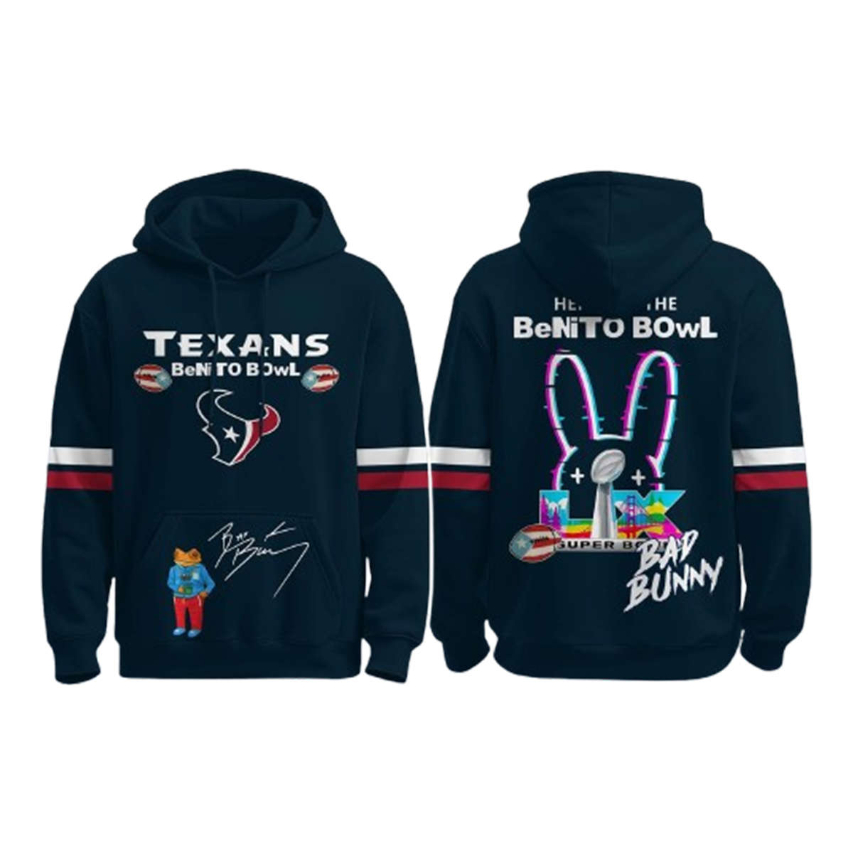 2026 Texans Bad Bunny BeNiTo BOwl SB LX Hoodie