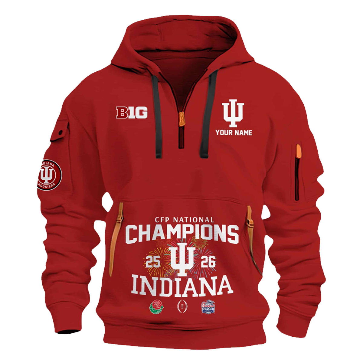 Indiana National Champions Quarter Zip Hoodie 2026 3