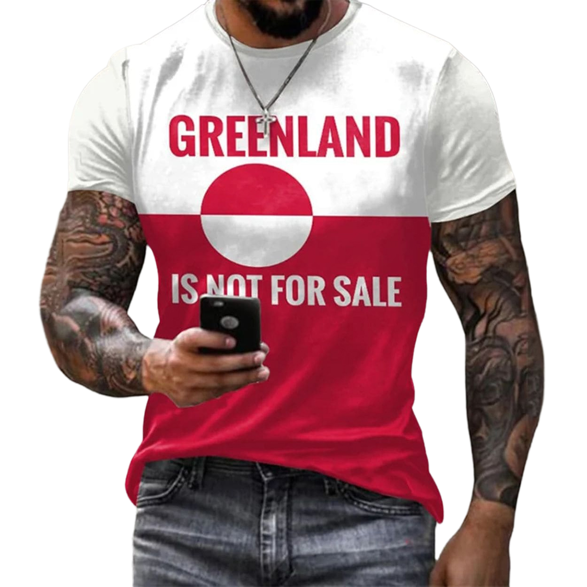 Retro Greenland Not For Sale Printed Casual T-shirt