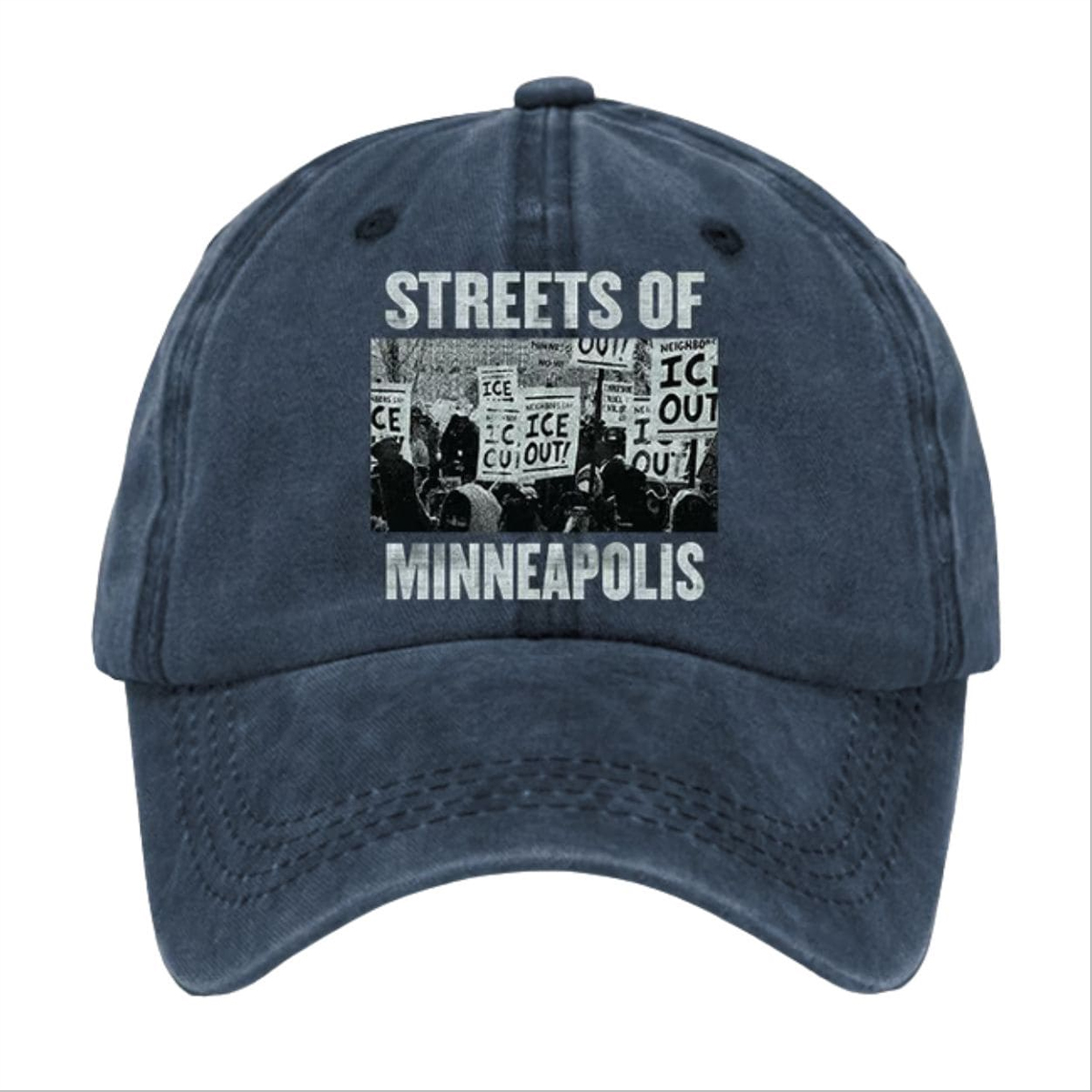 Retro Streets Of Minneapolis Print Baseball Hat 2