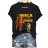 Retro Walk For Peace Monks With Aloka Dog Print T Shirt