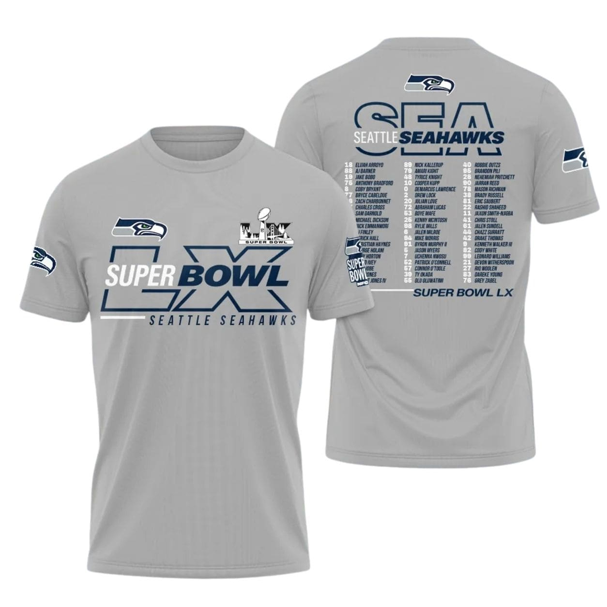 Seattle Seahawks LX Roster Heather Gray Shirt