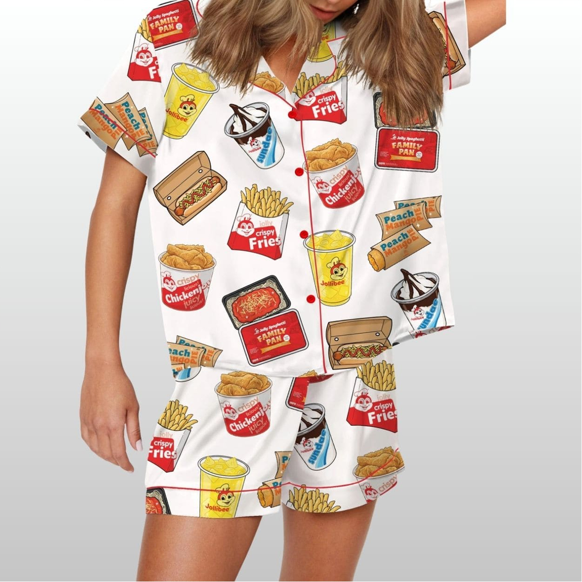Women's Jollibee Fast Food Silky Satin Pajama Set