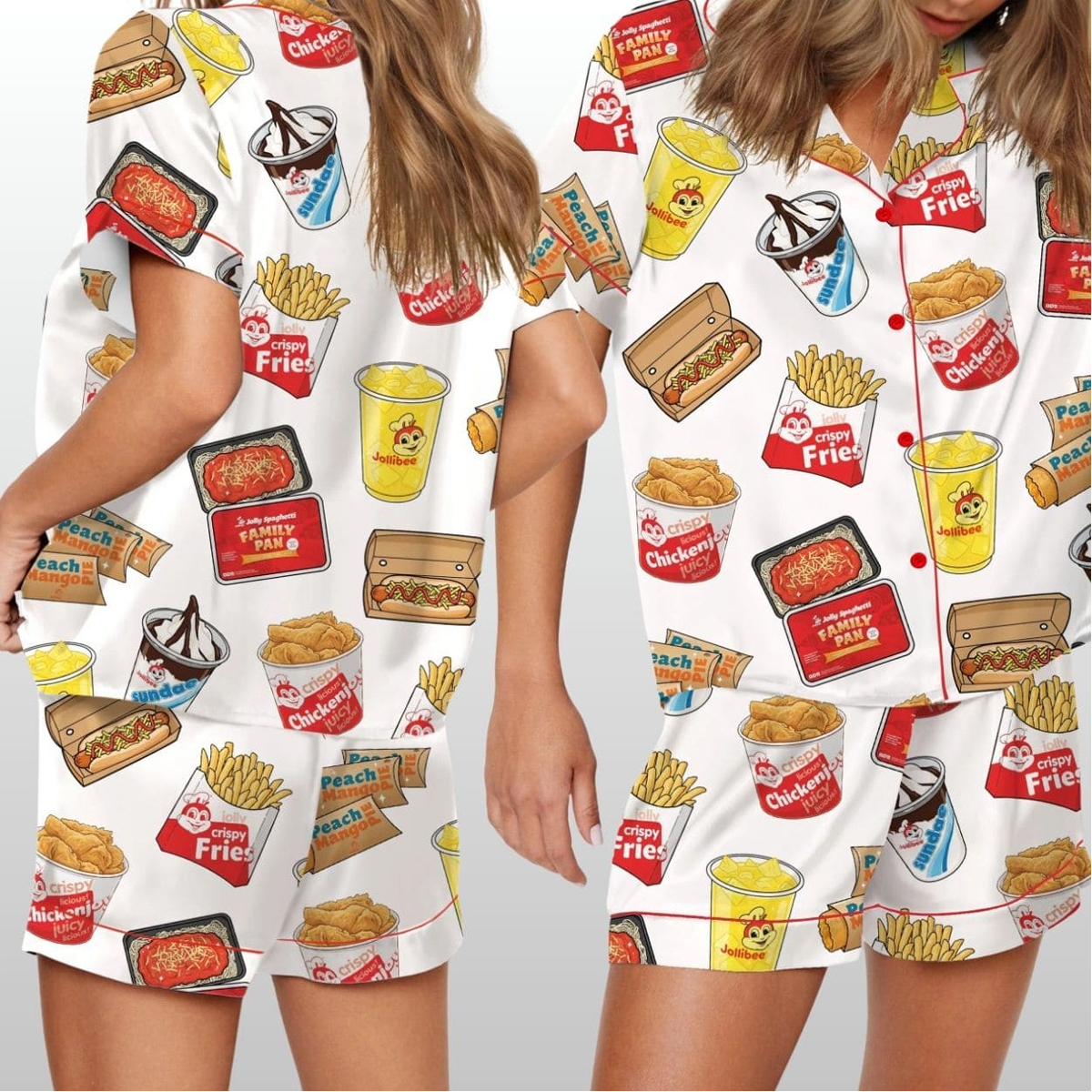 Women's Jollibee Fast Food Silky Satin Pajama Set 2