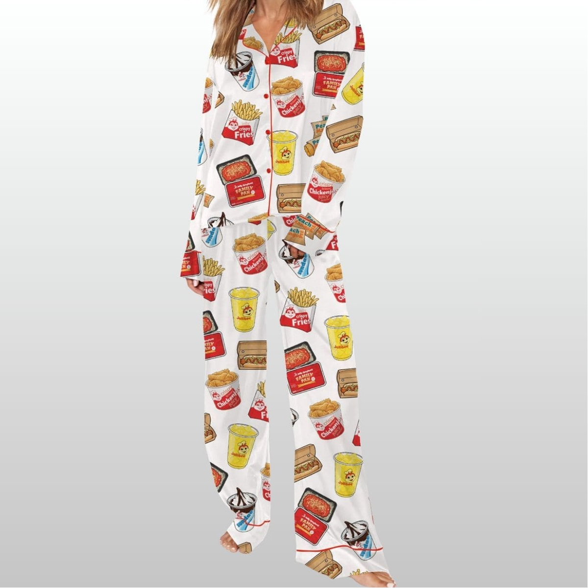 Women's Jollibee Fast Food Silky Satin Pajama Set