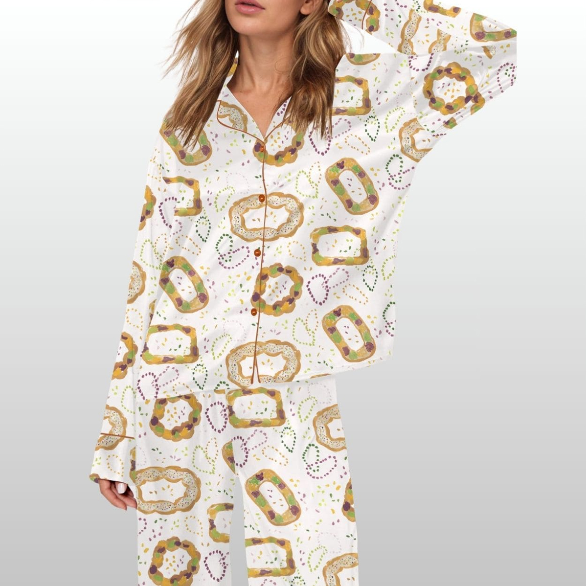 Women's King Cake Silky Satin Pajama Set
