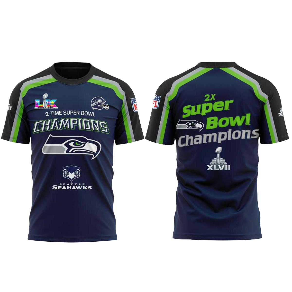 Seahawks 2 Times Super Bowl Champions Hoodie