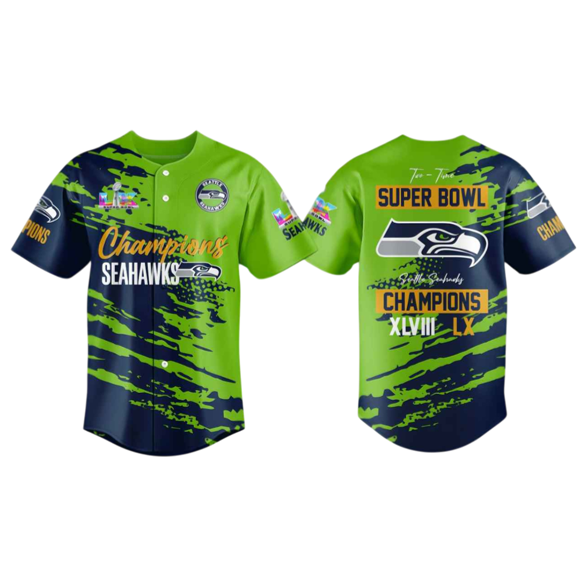 Seahawks Champions SB LX Baseball Jersey