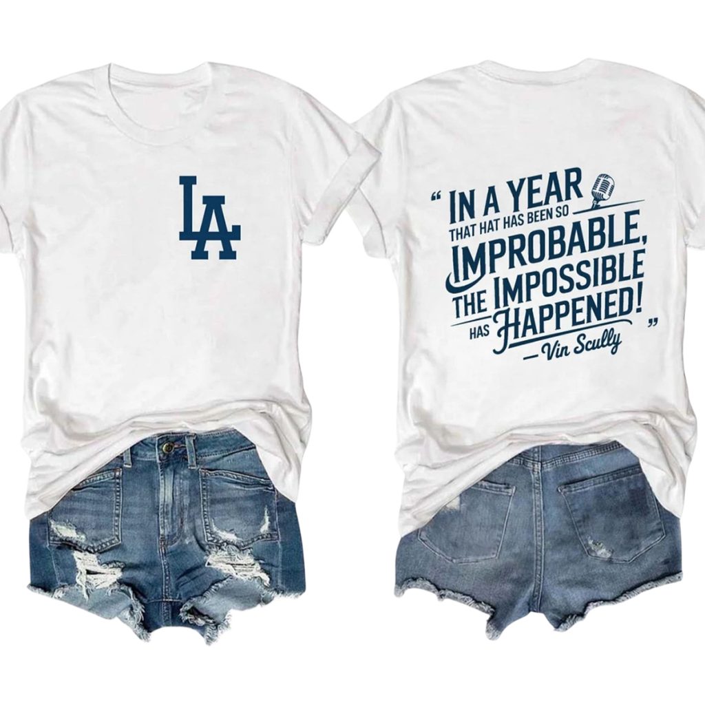 The Impossible has Happened Vin Scully Dodgers Shirt 1