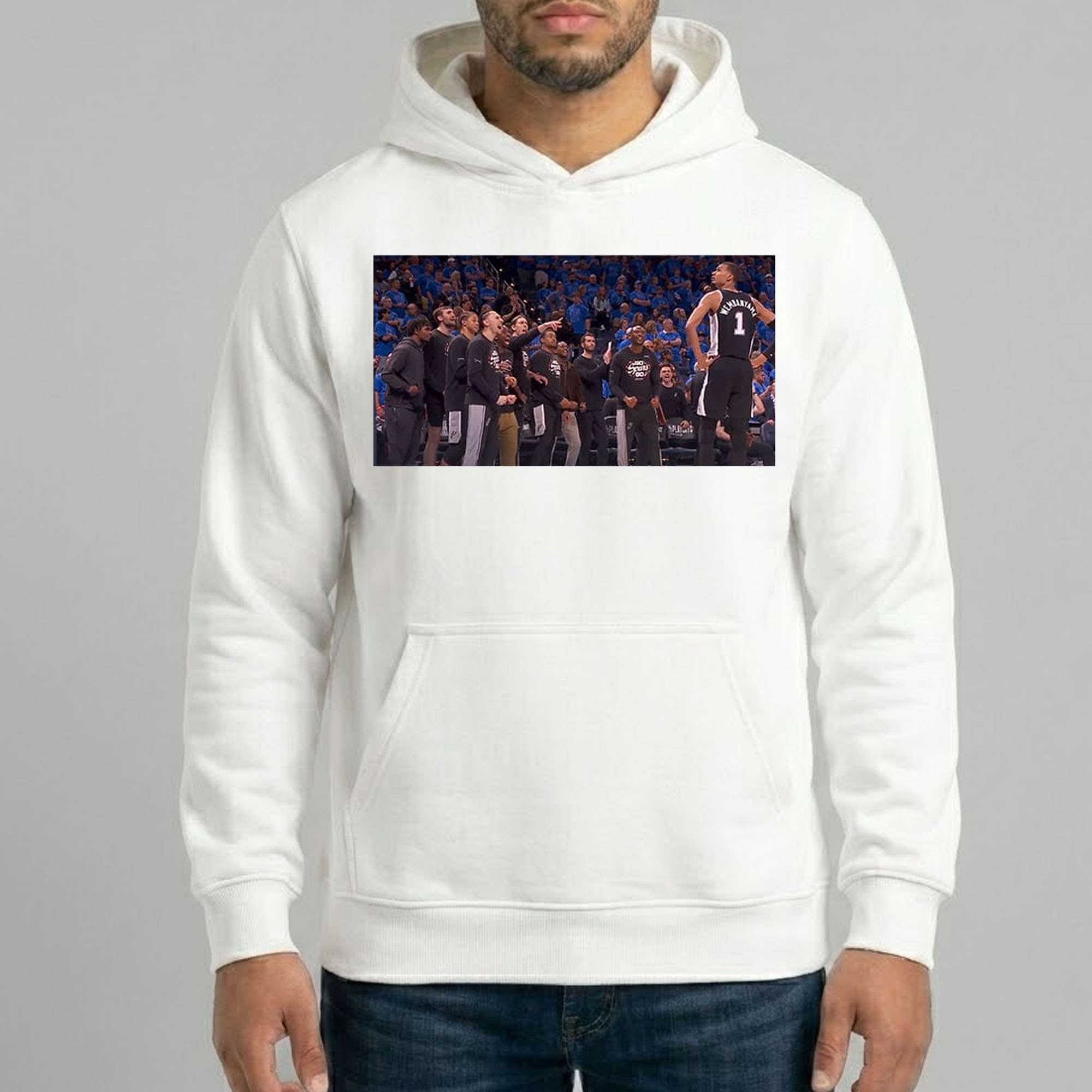 Victor Wembanyama Celebrates Coldly Against OKC Hoodie