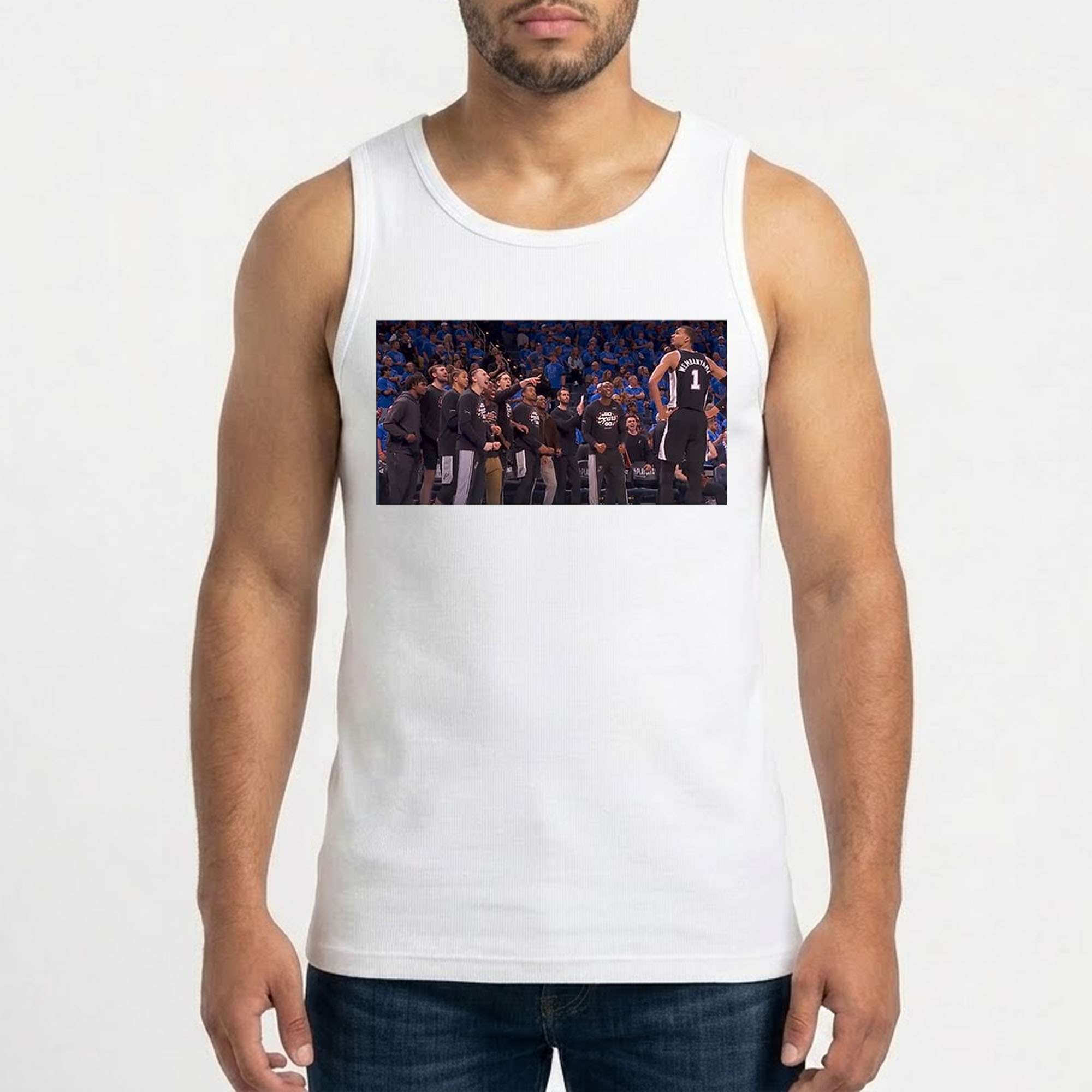 Victor Wembanyama Celebrates Coldly Against OKC Tank Top