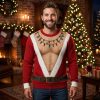 Santa Hairy Chest Christmas Ugly Sweater 1